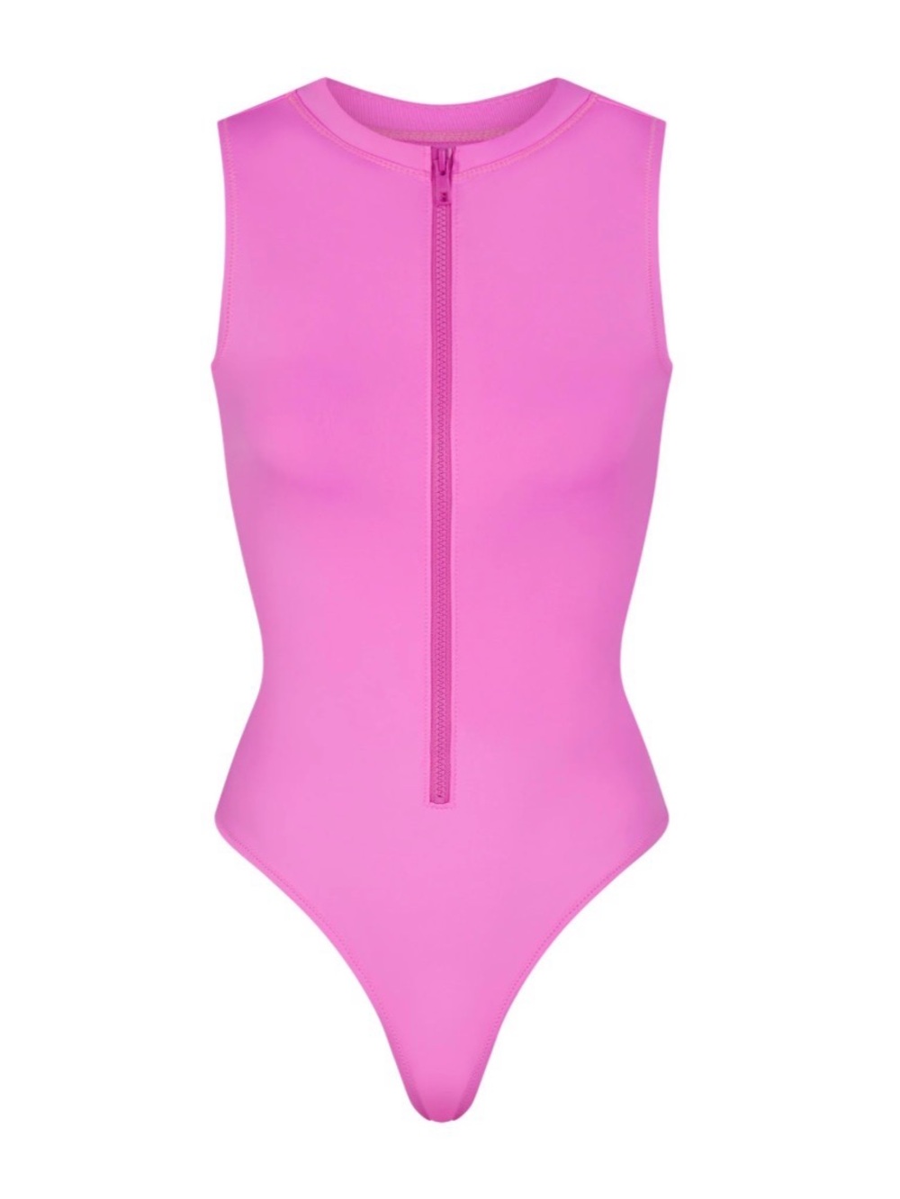 SKIMS SIGNATURE SWIM ZIP FRONT SLEEVELESS ONE PIECE | NEON ORCHID - NEON ORCHID